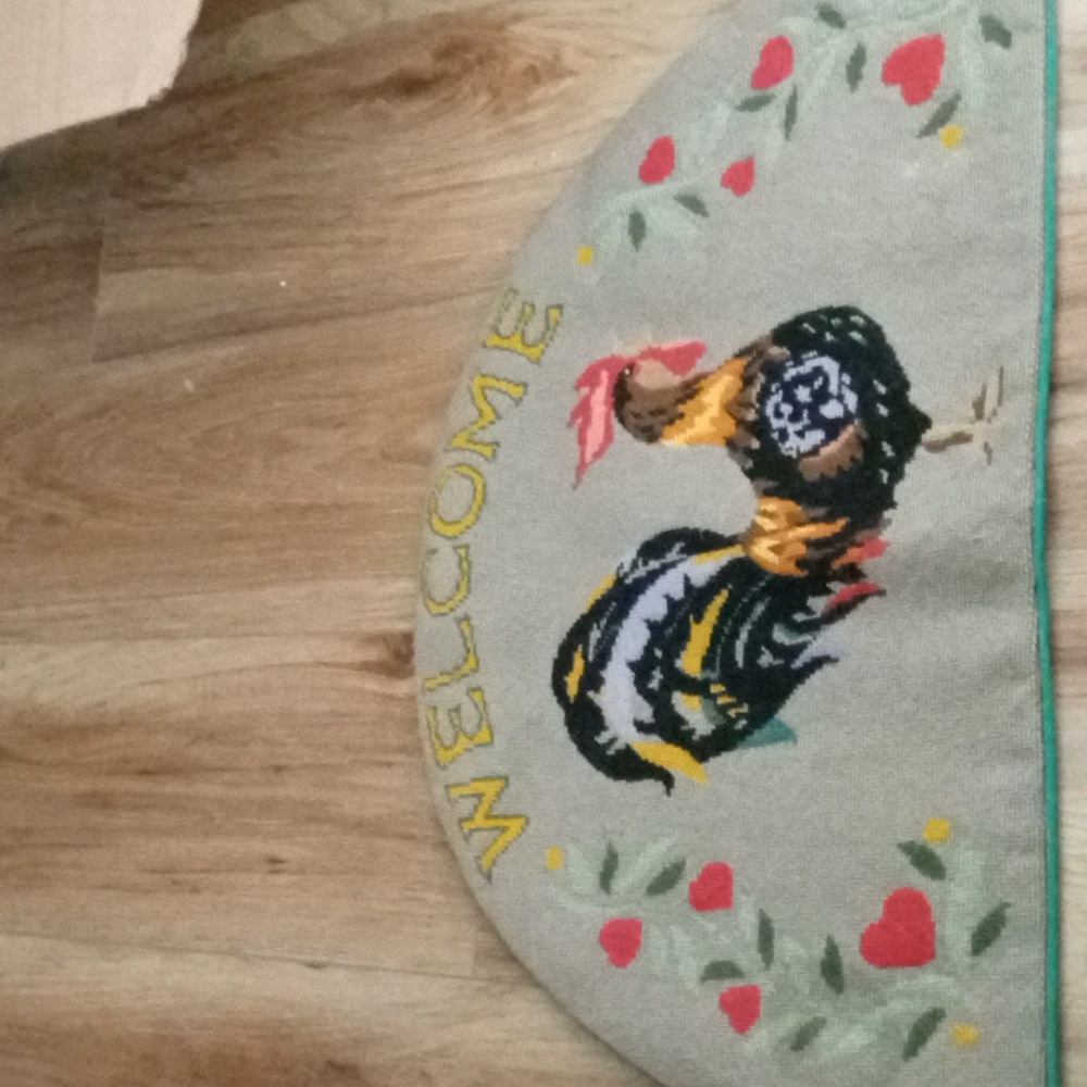 Welcome Rooster Needlepoint Mat